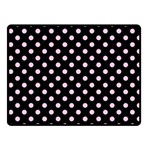 Polka Dots - Classic Rose Pink on Black Fleece Blanket (Small) (One Side)