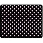 Polka Dots - Classic Rose Pink on Black Double Sided Fleece Blanket (Medium) (Two Sides)