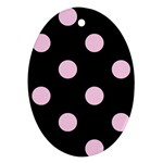 Polka Dots - Classic Rose Pink on Black Ornament (Oval)