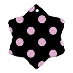 Polka Dots - Classic Rose Pink on Black Ornament (Snowflake)