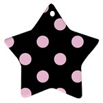 Polka Dots - Classic Rose Pink on Black Star Ornament (Two Sides)