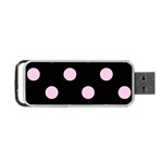 Polka Dots - Classic Rose Pink on Black Portable USB Flash (One Side)