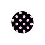Polka Dots - Classic Rose Pink on Black Golf Ball Marker (10 pack)
