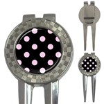 Polka Dots - Classic Rose Pink on Black 3-in-1 Golf Divot