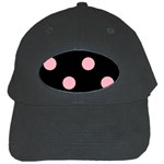 Polka Dots - Light Pink on Black Black Cap