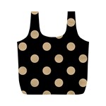 Polka Dots - Tan Brown on Black Full Print Recycle Bag (M)