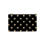 Polka Dots - Tan Brown on Black Cosmetic Bag (S)