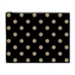 Polka Dots - Tan Brown on Black Cosmetic Bag (XL)