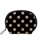 Polka Dots - Tan Brown on Black Accessory Pouch (Small)