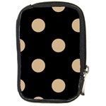 Polka Dots - Tan Brown on Black Compact Camera Leather Case