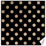 Polka Dots - Tan Brown on Black Canvas 12  x 12 