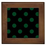 Polka Dots - Forest Green on Black Framed Tile