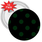 Polka Dots - Forest Green on Black 3  Button (10 pack)