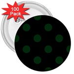 Polka Dots - Forest Green on Black 3  Button (100 pack)
