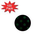 Polka Dots - Forest Green on Black 1  Mini Magnet (100 pack)