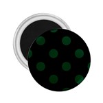 Polka Dots - Forest Green on Black 2.25  Magnet