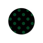 Polka Dots - Forest Green on Black Magnet 3  (Round)