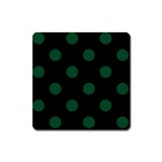 Polka Dots - Forest Green on Black Magnet (Square)