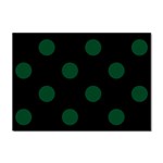 Polka Dots - Forest Green on Black Sticker A4 (10 pack)