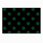Polka Dots - Forest Green on Black Postcard 5  x 7 