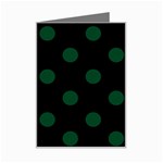 Polka Dots - Forest Green on Black Mini Greeting Card