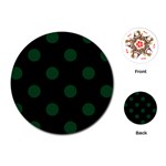 Polka Dots - Forest Green on Black Playing Cards (Round)
