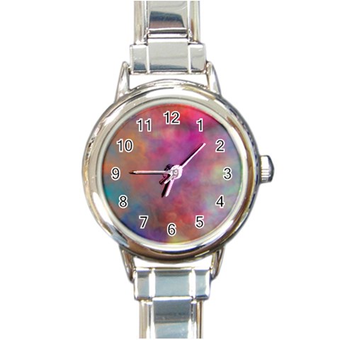 Rainbow Clouds Round Italian Charm Watch from ArtsNow.com Front