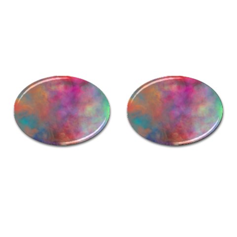 Rainbow Clouds Cufflinks (Oval) from ArtsNow.com Front(Pair)