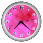 Pink Clouds Wall Clock (Silver)