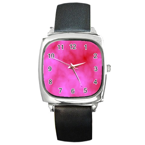 Pink Clouds Square Metal Watch from ArtsNow.com Front