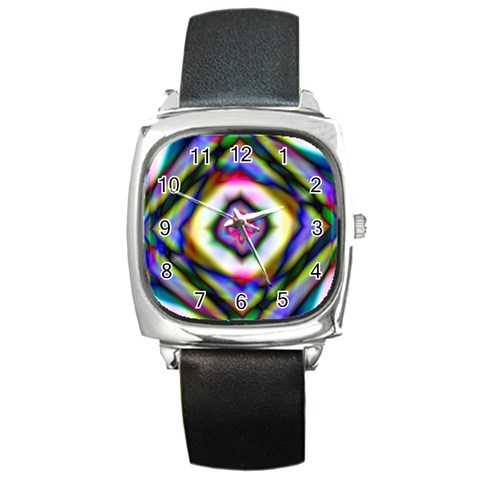Rippled Geometry  Square Metal Watch from ArtsNow.com Front
