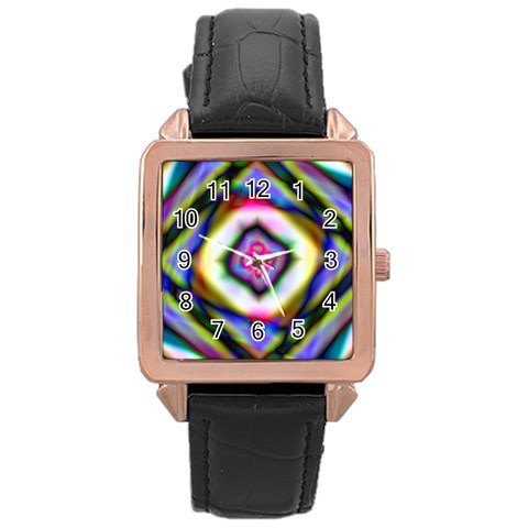 Rippled Geometry  Rose Gold Leather Watch  from ArtsNow.com Front