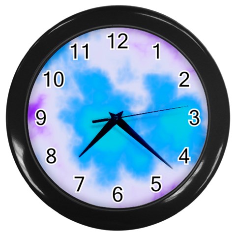 Blue And Purple Clouds Wall Clock (Black) from ArtsNow.com Front
