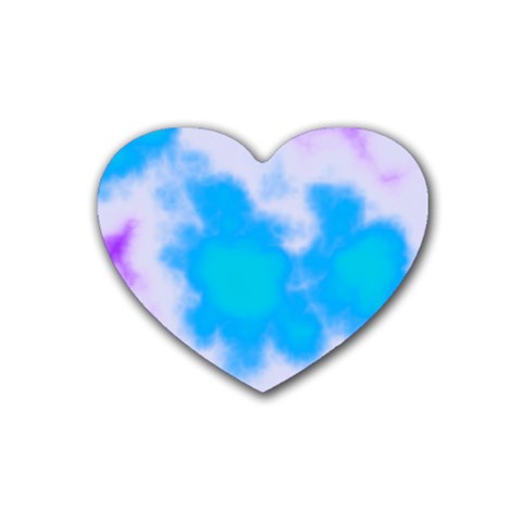 Blue And Purple Clouds Rubber Heart Coaster (4 pack) from ArtsNow.com Front