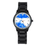 Blue Cloud Stainless Steel Round Watch