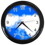 Blue Cloud Wall Clock (Black)
