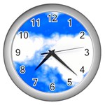 Blue Cloud Wall Clock (Silver)