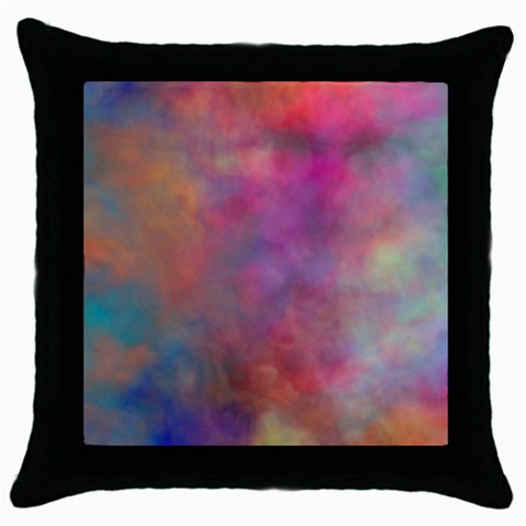 Rainbow Clouds Throw Pillow Case (Black) from ArtsNow.com Front