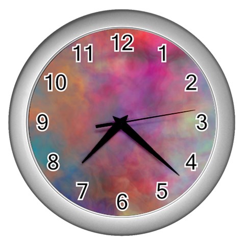 Rainbow Clouds Wall Clock (Silver) from ArtsNow.com Front