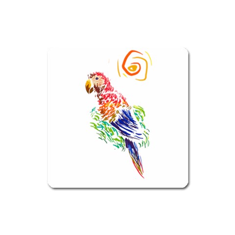 Scarlet Macaw Magnet (Square) from ArtsNow.com Front