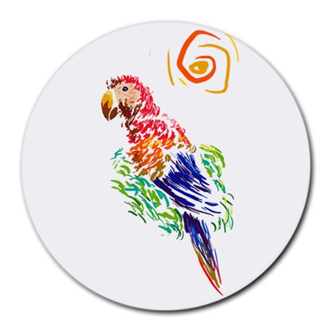 Scarlet Macaw Round Mousepad from ArtsNow.com Front