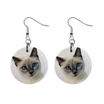 Siamese Cat 1  Button Earrings