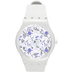 Fathers Day doodle Round Plastic Sport Watch (M)