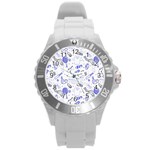 Fathers Day doodle Round Plastic Sport Watch (L)