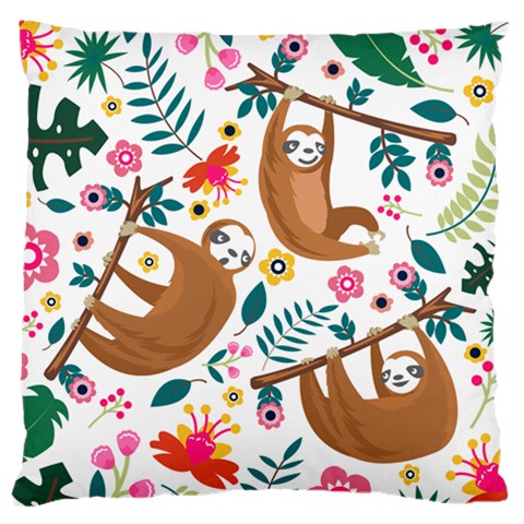 Floral Sloth  Large Flano Cushion Case (Two Sides) from ArtsNow.com Front