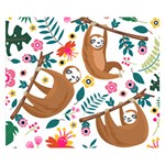 Floral Sloth  Double Sided Flano Blanket (Small)