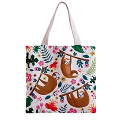 Floral Sloth  Zipper Grocery Tote Bag from ArtsNow.com Front
