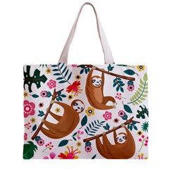 Floral Sloth  Zipper Mini Tote Bag from ArtsNow.com Back