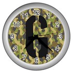 Camoflauge Monogram Wall Clock (Silver)