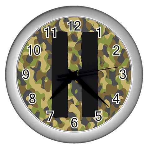 Camoflauge Monogram Wall Clock (Silver) from ArtsNow.com Front